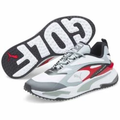Puma GS-Fast Golf Shoes White/High Rise/High Risk Red -Silver Putters puma gs fast golf shoes white high rise high risk red 376357 04 pair itempicture