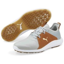 Puma Ignite Fasten8 Crafted Golf Shoes High Rise/Gold/Leather Brown -Silver Putters puma ignite fasten8 crafted golf shoes high rise gold leather brown beauty itempicture