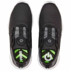 Puma Juniors Ignite PWRCAGE Golf Shoes Black/Metallic Silver -Silver Putters puma juniors ignite pwrcage golf shoes black silver 376784 02 top itempicture