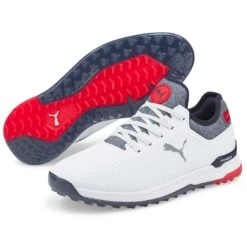 Puma Proadapt Alphacat Golf Shoes White/Navy Blazer/High Risk Red -Silver Putters puma proadapt alphacat golf shoes white navy blazer high risk red beauty itempicture
