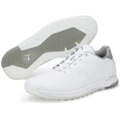 Puma Proadapt Alphacat Leather Golf Shoes White/Silver -Silver Putters puma proadapt alphacat leather golf shoes white silver 376044 01 pair itempicture