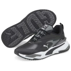 Puma Women's GS-Fast Golf Shoes Black/Black 9 Puma Women's GS-Fast Golf Shoes Black/Black -Silver Putters puma womens gs fast golf shoes black white pair itempicture