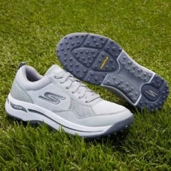 Skechers GO GOLF Arch Fit Line Up Golf Shoes Grey -Silver Putters skechers go golf arch fit line up golf shoes grey beauty itempicture