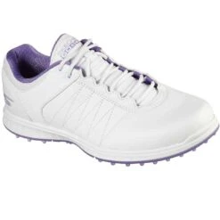 Skechers Women's GO GOLF Pivot Golf Shoes White/Purple -Silver Putters skechers womens go golf pivot golf shoes white purple front itempicture