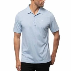 TravisMathew The Zinna Polo -Silver Putters travismathew 2023 the zinna polo heather light blue front itempicture