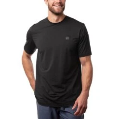 TravisMathew Scenic Vista Active Tee -Silver Putters travismathew scenic vista active tee black front itempicture