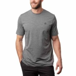 TravisMathew Scenic Vista Active Tee -Silver Putters travismathew scenic vista active tee heather grey front itempicture