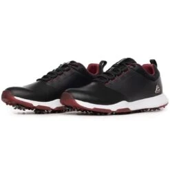 TravisMathew Cuater The Ringer Spiked Golf Shoes Black/Ruby Wine -Silver Putters travismathew the ringer spiked golf shoes black ruby wine pair itempicture